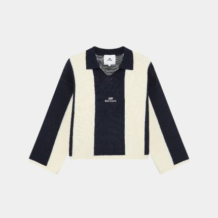 Celery Polo in White and Black on front side